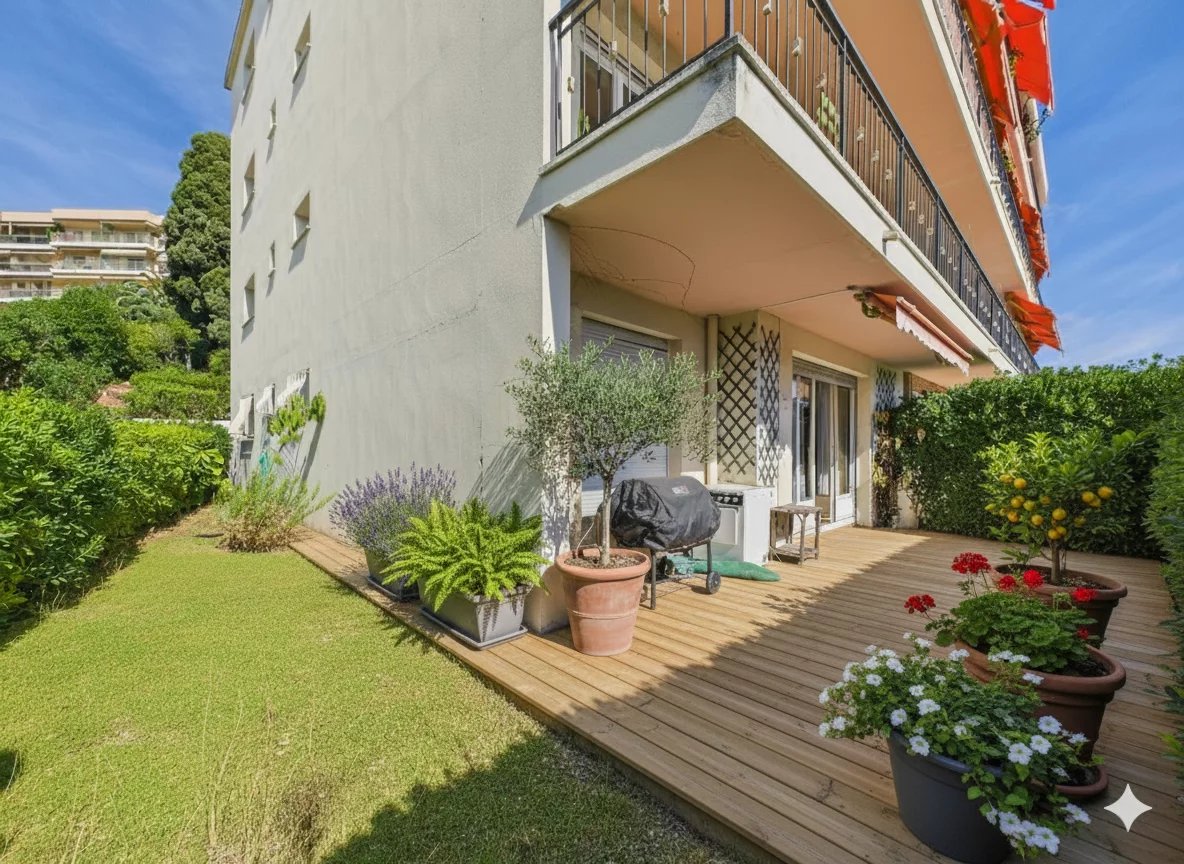 Antibes – Quartier Mont Saint-Jean – 3 room apartment in raised garden level with terrace, garden and garage - ANTIBES - Tanit Immobilier