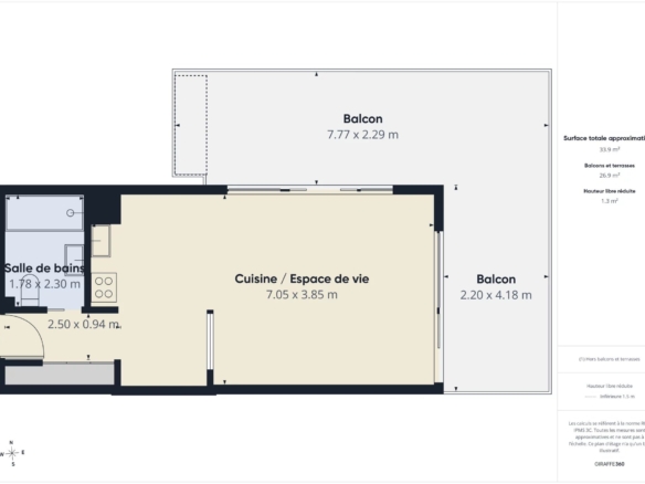 LARGE STUDIO AVEC TERRASSE DE 25 m2