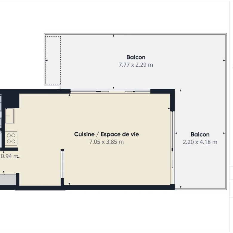 LARGE STUDIO AVEC TERRASSE DE 25 m2