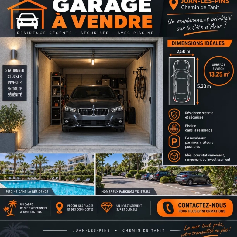 GARAGE A VENDRE JUAN LES PINS CHEMIN TANIT
